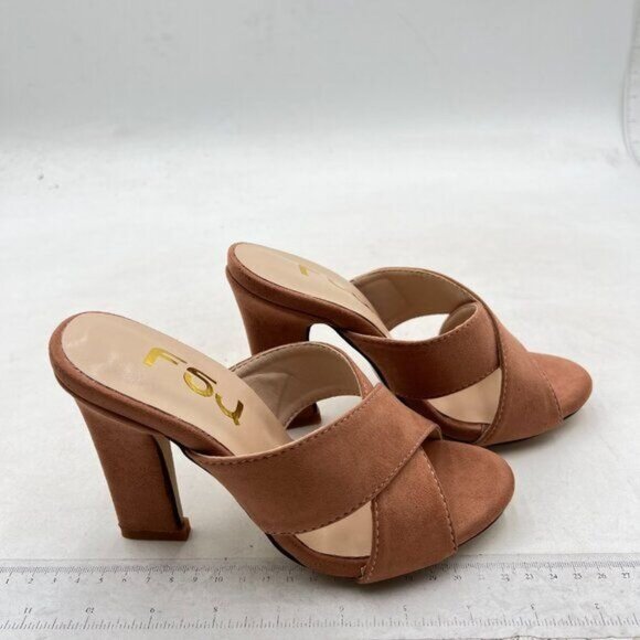 FSJ Women Chic Open Toe Platform Chunky High Heel Mules Sandals Nude Shoes - Picture 4 of 8